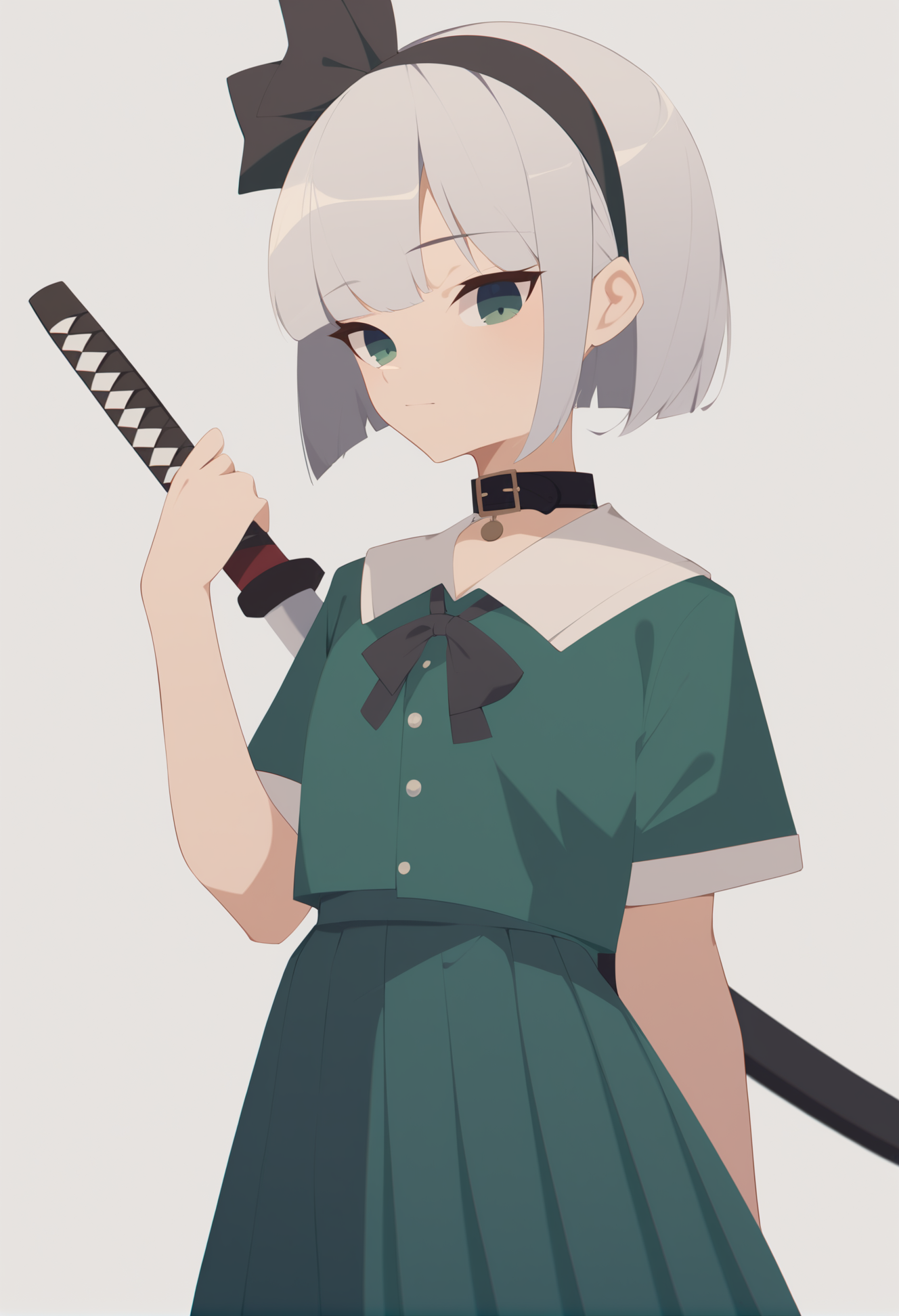 229648-1221240178-best quality, masterpiece, score_9, score_8_up, (minimalistic, flat colors_1.3),_1girl, konpaku youmu, katana, silver hair, shor.png